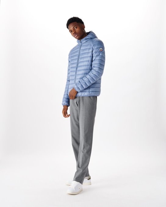 Piumino Leggero Con Cappuccio Blu Delave Nico Jott New In