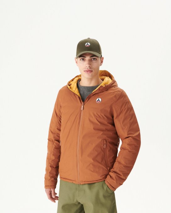 Piumino Reversibile Con Cappuccio Caramello/moutarde Bergen Jott New In