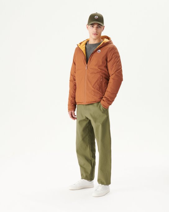 Piumino Reversibile Con Cappuccio Caramello/moutarde Bergen Jott New In