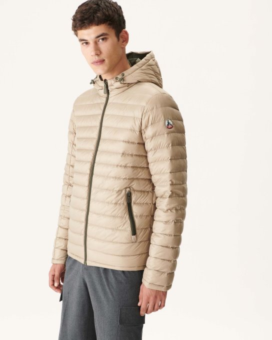 Piumino Reversibile Con Cappuccio Militare/beige Bergen Jott New In
