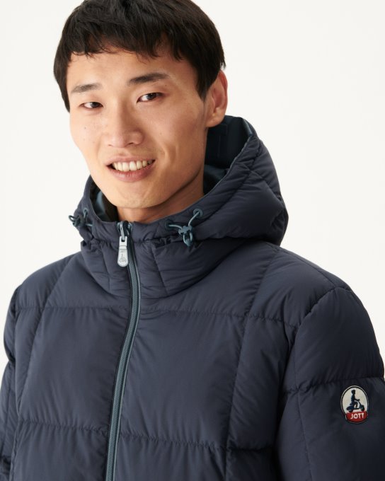 Piumino Reversibile Con Cappuccio Blu/marino Freddo Estremo Toronto Jott New In