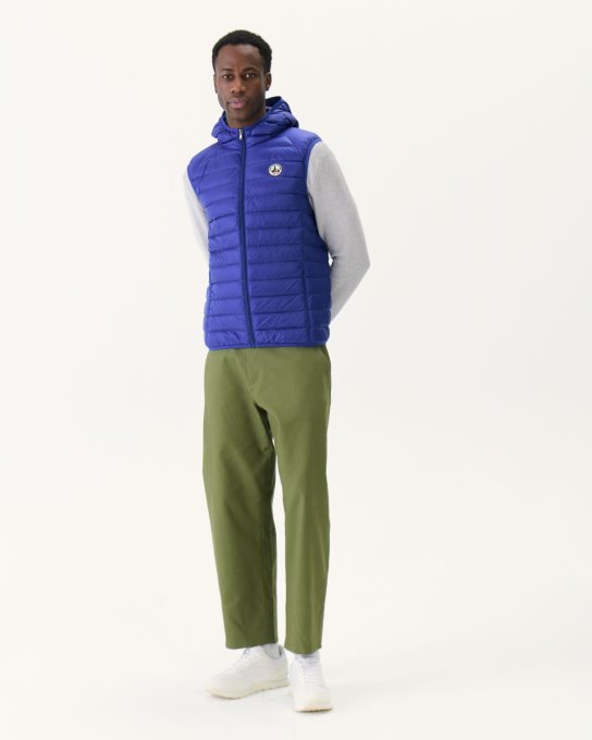 Piumino Smanicato Con Cappuccio In Denim Scuro Pat Jott New In