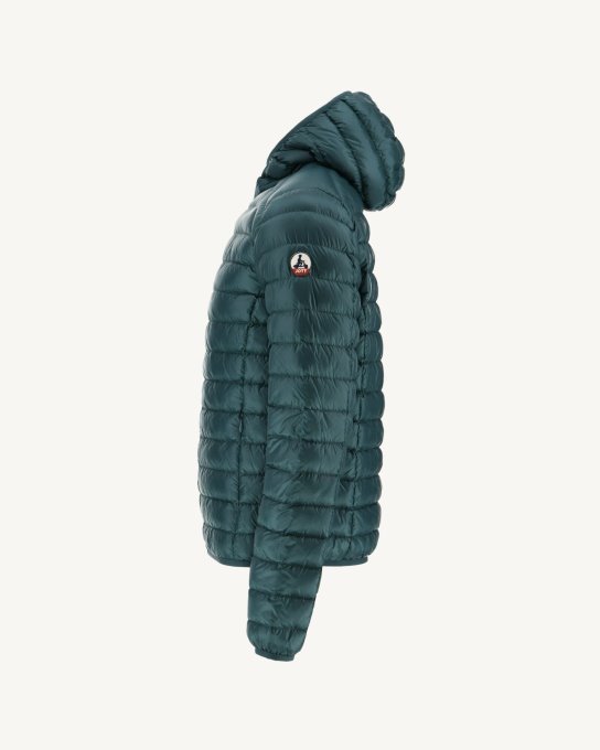 Piumino Leggero Con Cappuccio Vert Fonce Nico Jott New In
