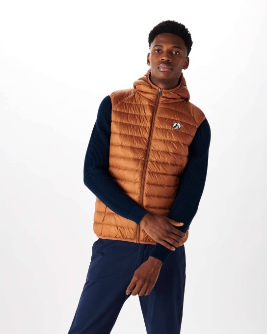 Jott New In Piumino Smanicato Con Cappuccio Caramello Pat