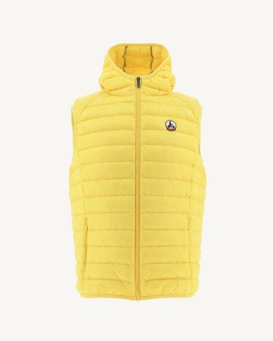 Jott New In Morbido Piumino Smanicato Con Cappuccio Giallo Pat