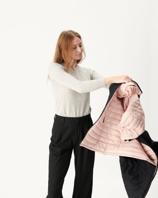 Piumino Leggero Reversibile Noir/rosa Pallido Moscou Jott New In