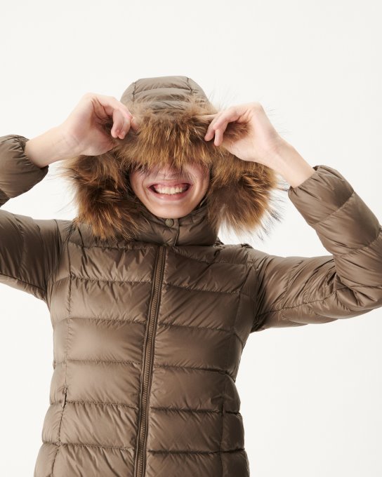 Jott New In Piumino Con Cappuccio Per Il Freddo Estremo Taupe Luxe