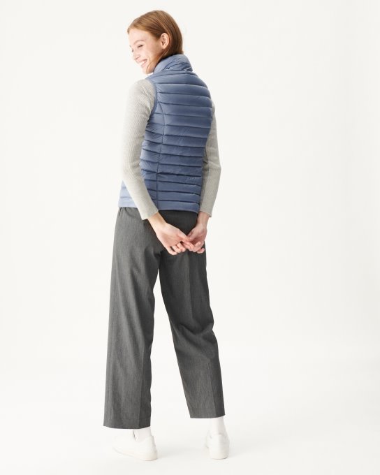 Jott New In Piumino Leggero Smanicato Blu Delave Seda