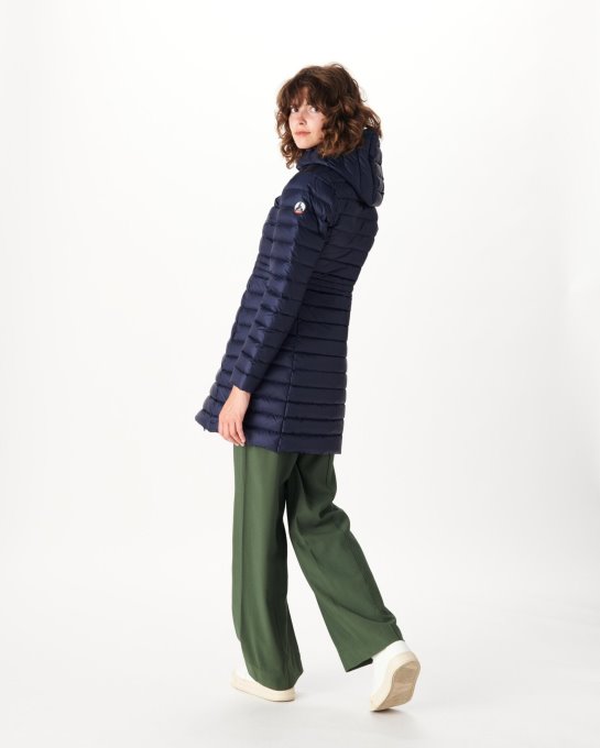 Piumino Lungo Con Cappuccio Marine Vero Jott New In