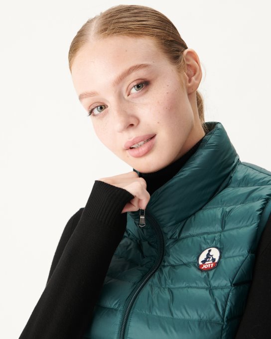 Piumino Leggero Smanicato Vert Fonce Seda Jott New In
