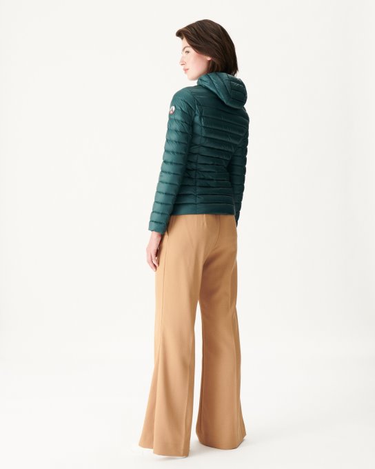 Piumino Leggero Con Cappuccio Vert Fonce Cloe Jott New In