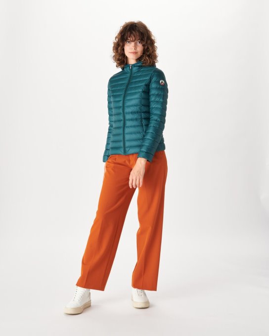 Piumino Leggero Con Cappuccio Vert Fonce Cloe Jott New In