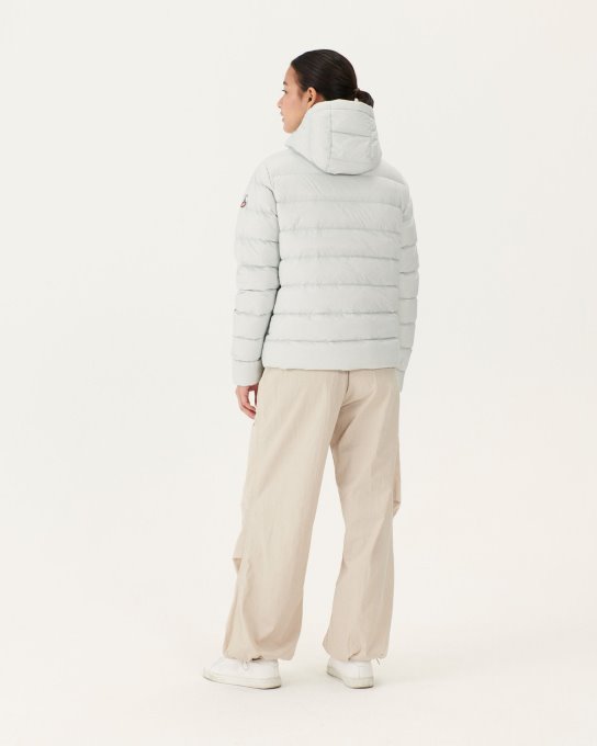 Morbido Piumino Grigio Jane Dritto Con Cappuccio Jott New In