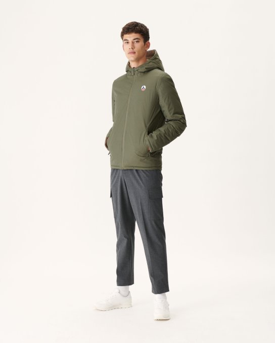 Jott Nuovo In Giacca Imbottita Reversibile Con Cappuccio Militare / Beige Bergen