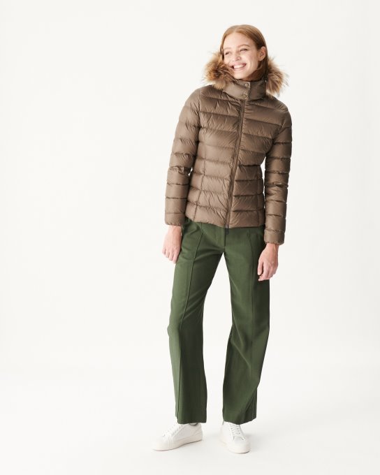 Jott New In Piumino Con Cappuccio Taupe Luxe